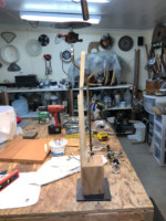 Testing the lamp final design, with major components, except lampshade - profile view.