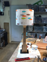 Testing different lampshade sizes and shapes.